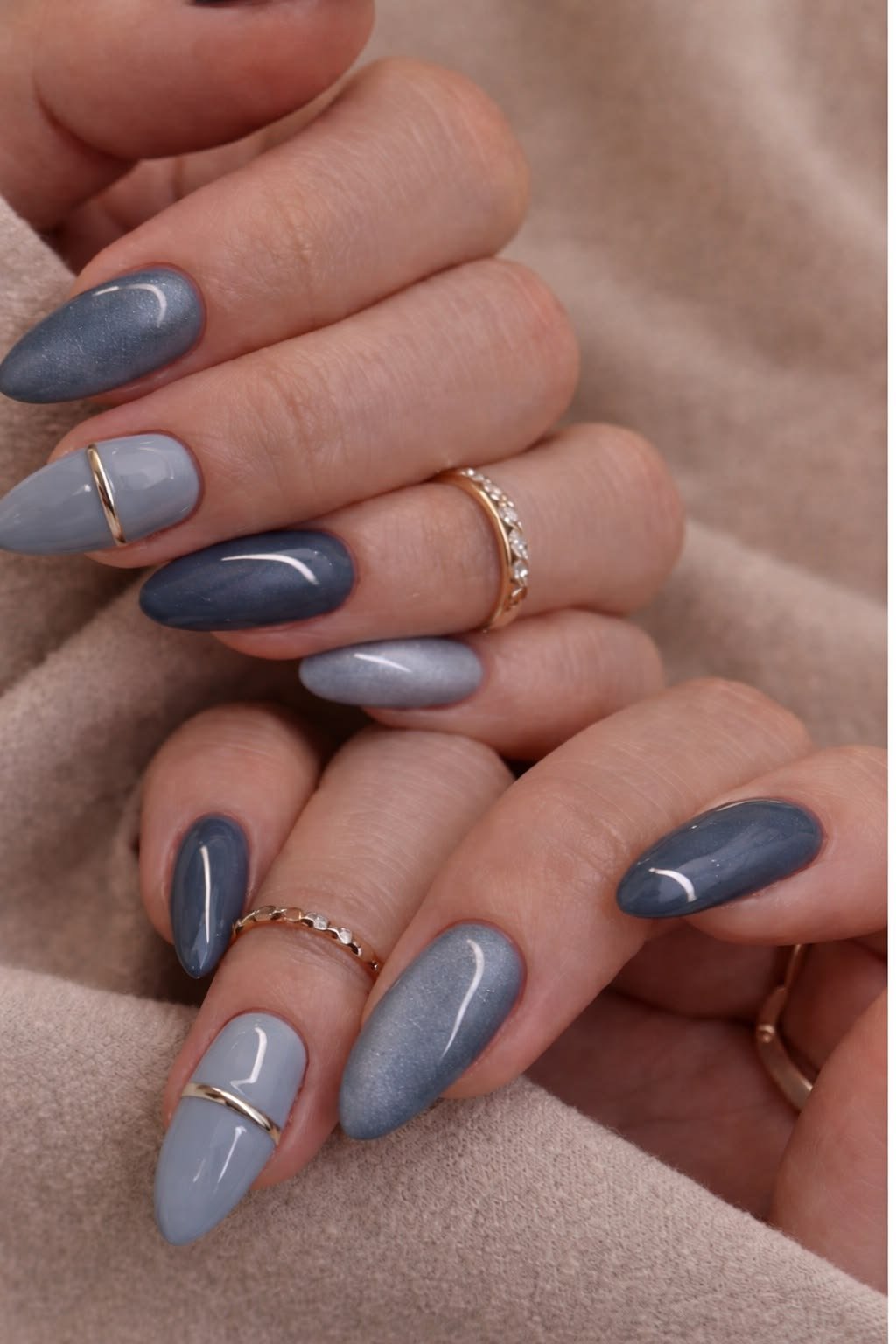 Shape the nails into an elegant almond silhouette.